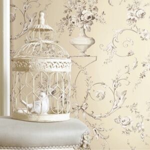 Wallquest Wallpaper cream gray Toile floral New many available